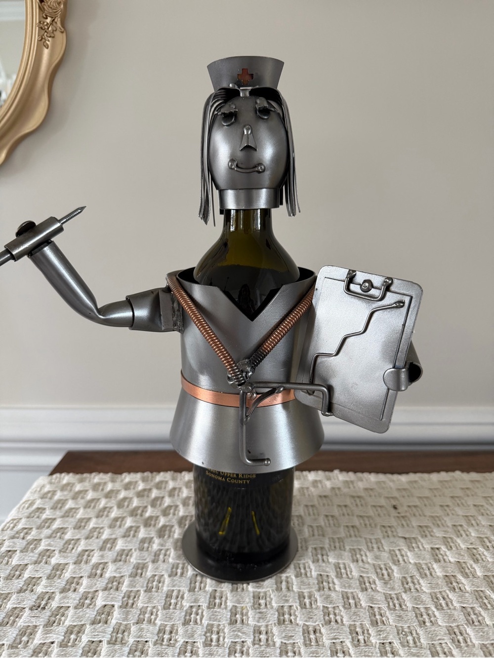 Decorative Metal Wine Bottle Holder - Nurse